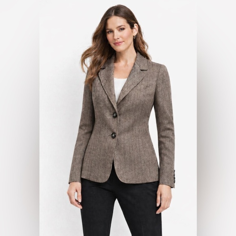 Talbots Petite Sz 6 100% Wool Blazer Classic Minimalist Button Closure Jacket